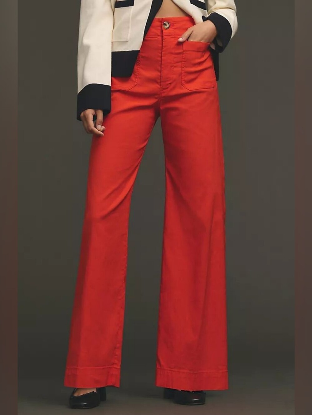 Maeve Colette High-Waist Wide-Leg Full Length Red Pants